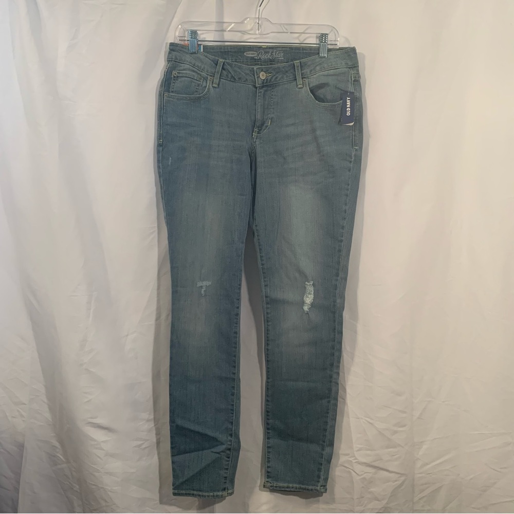 New Old Navy Women’s Rockstar Skinny Light Wash Distressed Jeans Size 14